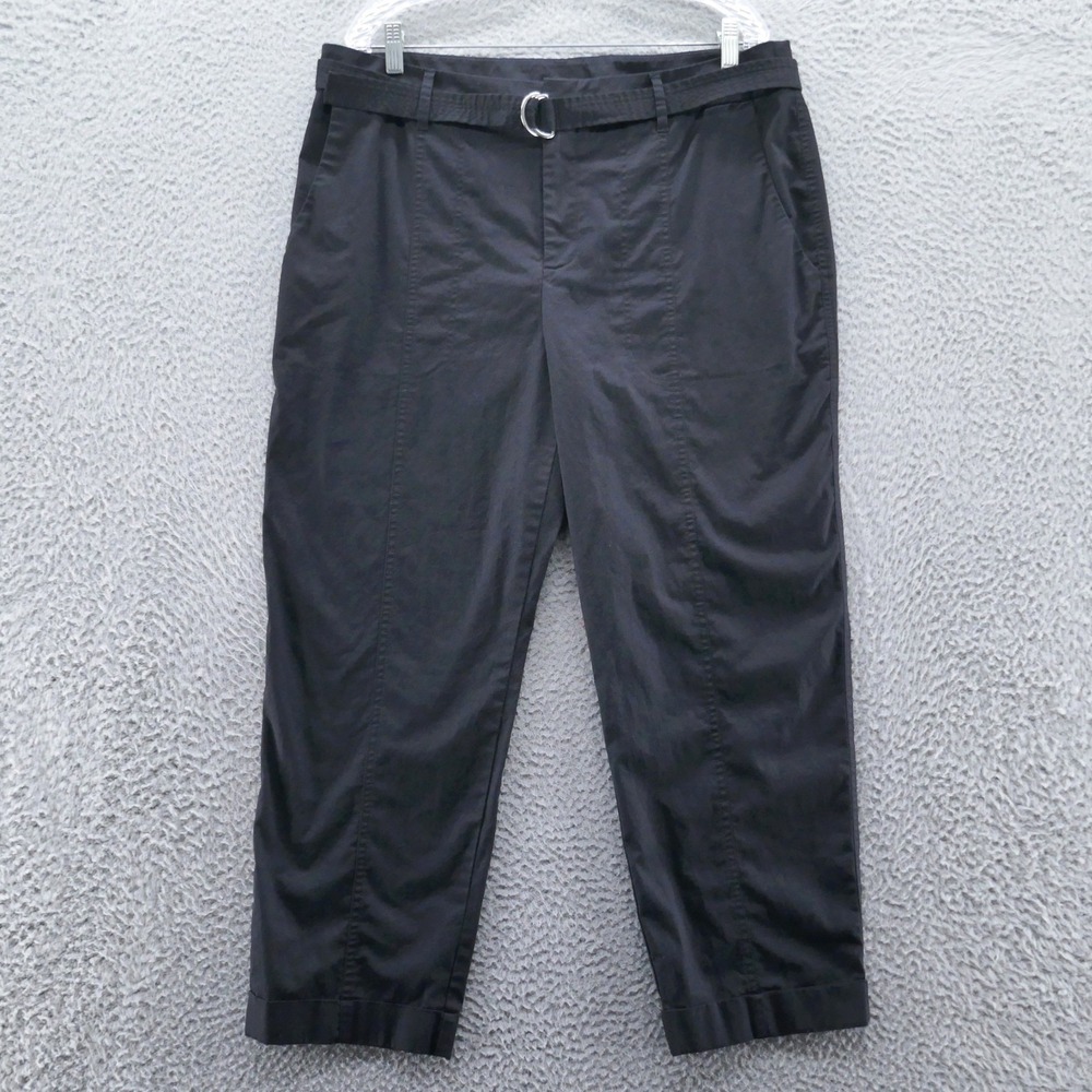 Chicos Black Ankle Trousers Pants D Ring Belt Front Seam Size 3 US‎ 16